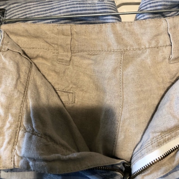 Tailor Vintage Men’s linen reversible shorts with pockets blue stripe/natural 34 - Picture 3 of 7